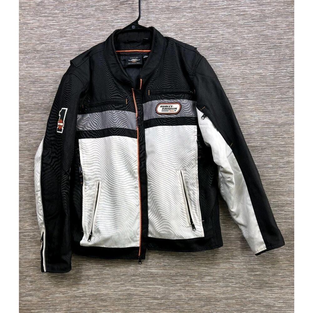 Harley Davidson Men’s Riding Jacket Size XL Black White Full Zip